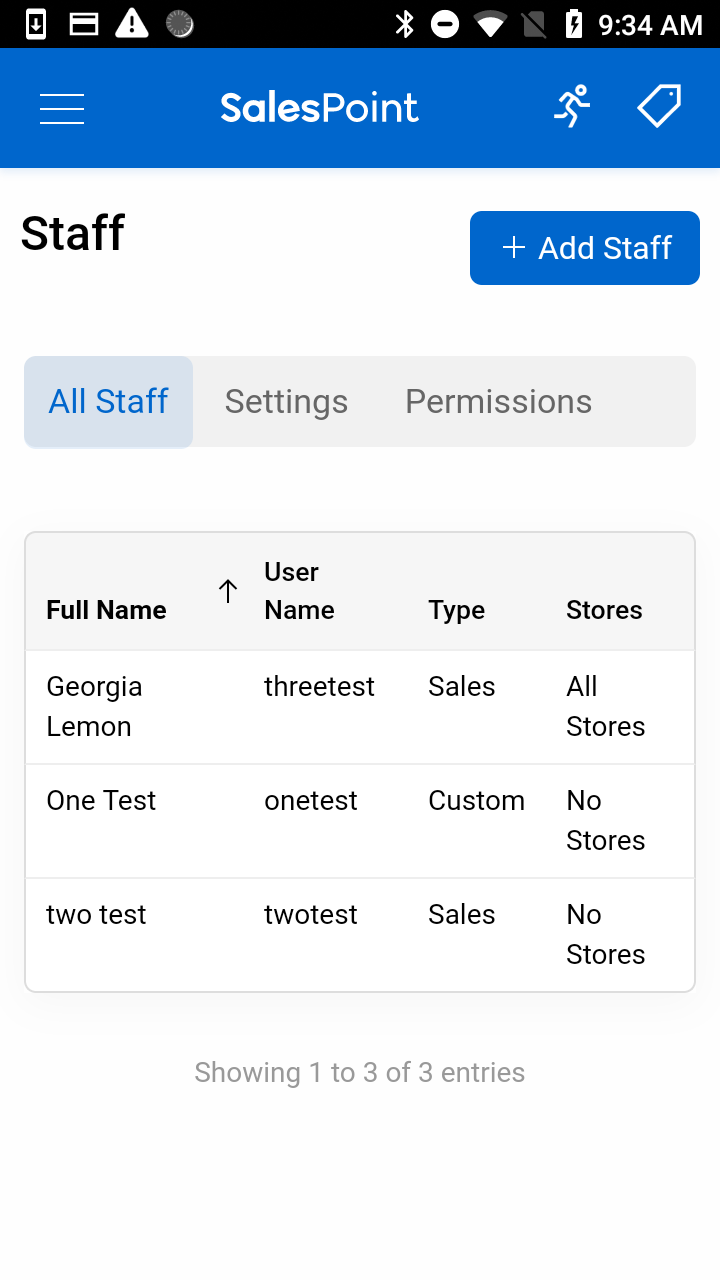 Staff Android Screenshot