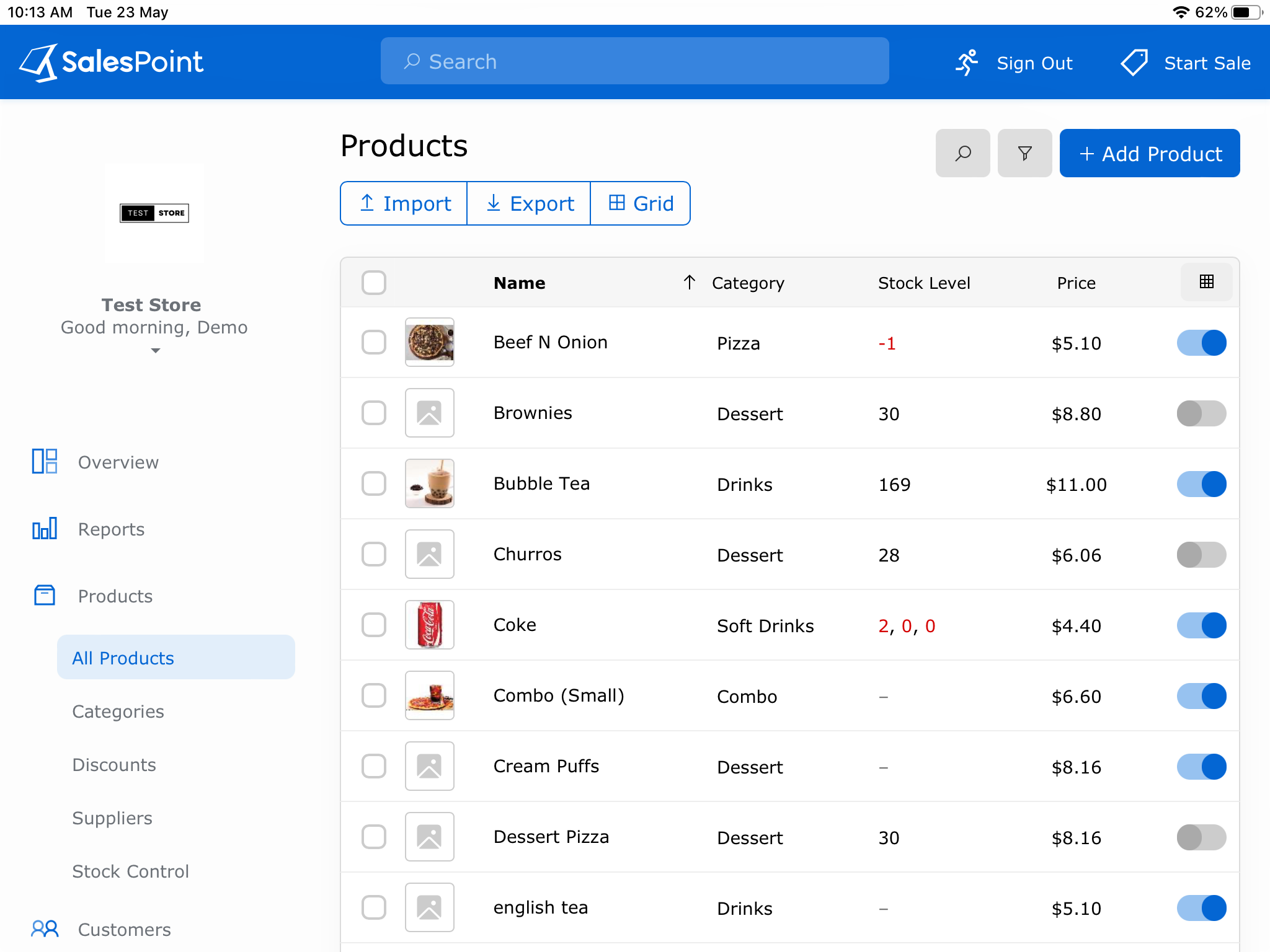 Products iOS Screenshot